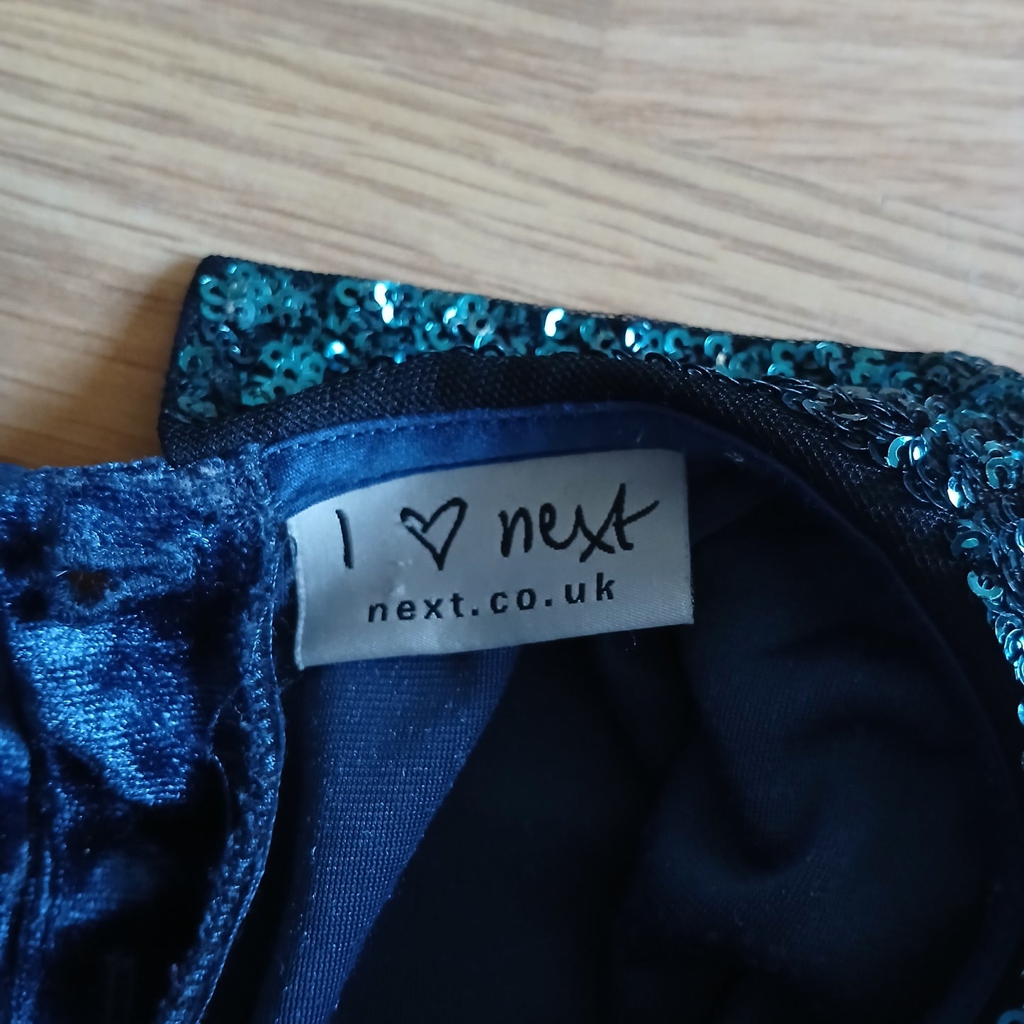 Next Navy Velvet Dress With Sequin Collar Age 8