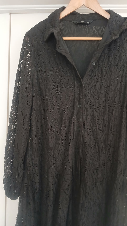F&F Black Lace Dress Size 14