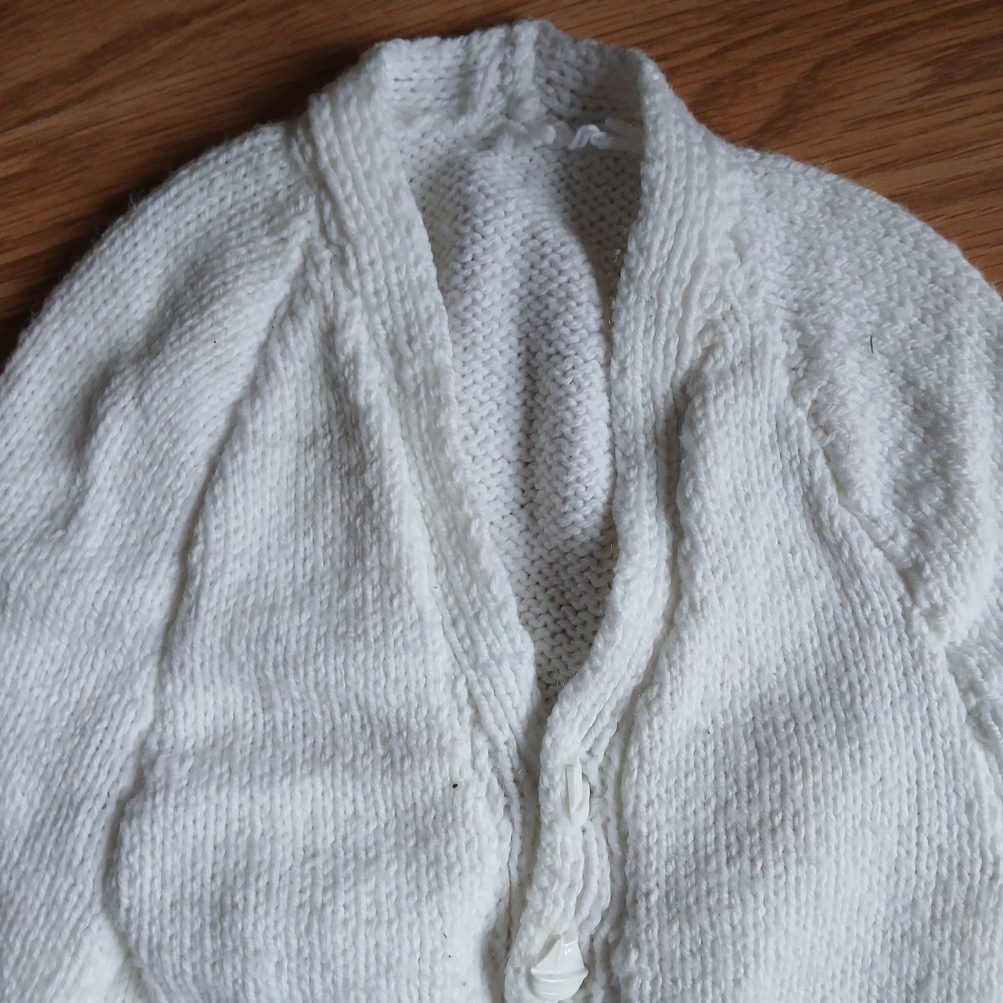 Hand Knitted White Cardigan Approx Age 12-18 months