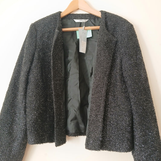 Brand New With Tags Via Veneto Black Formal Glitter Jacket Size 18