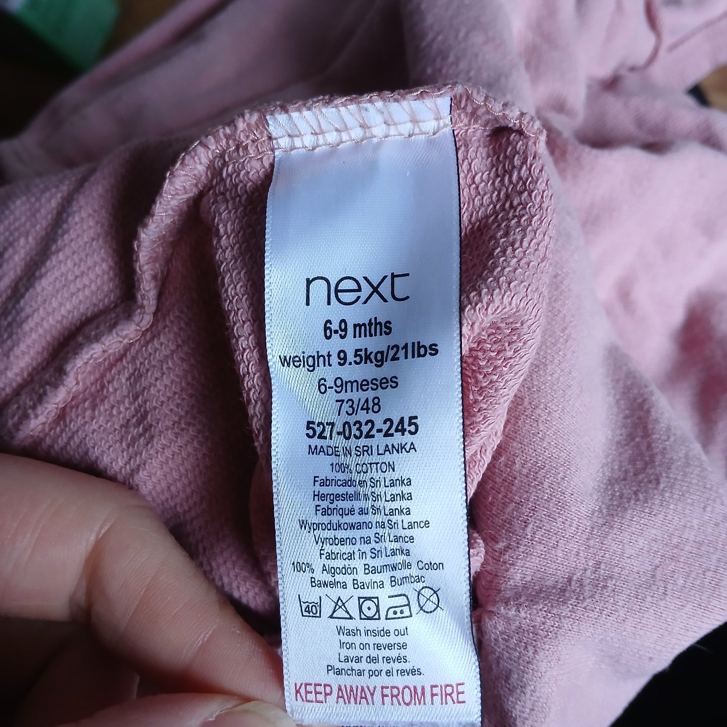 Next Sleepsuit Babygrow Age 6-9 months