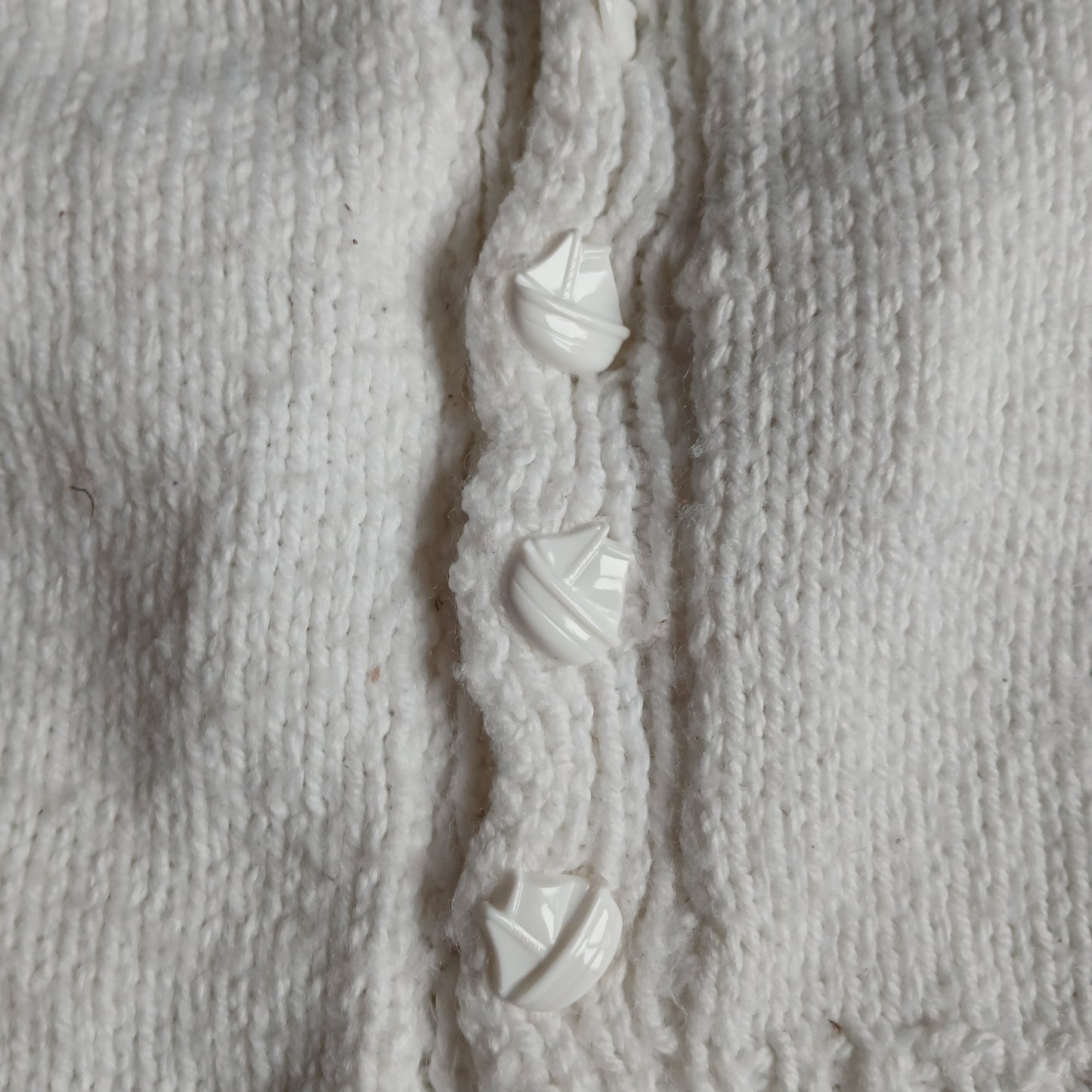 Hand Knitted White Cardigan Approx Age 12-18 months