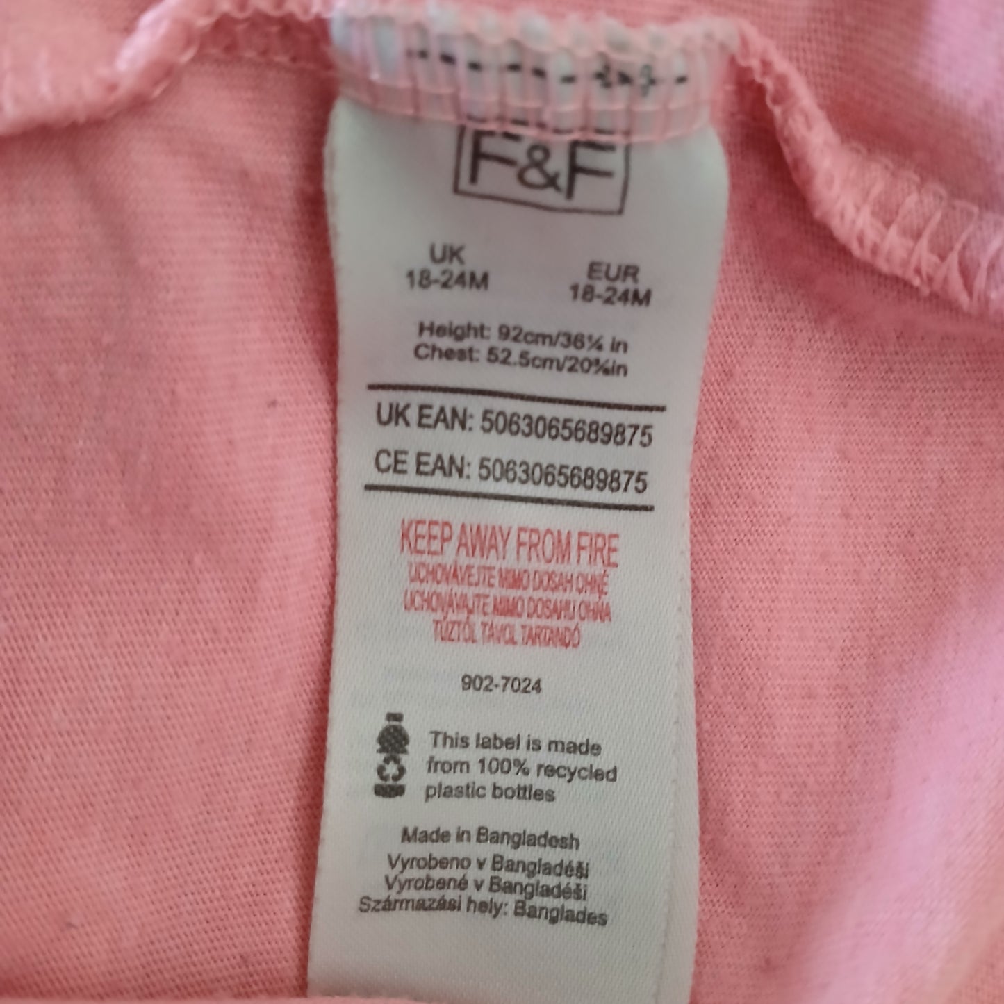 F&F Pink Top Age 18-24 months