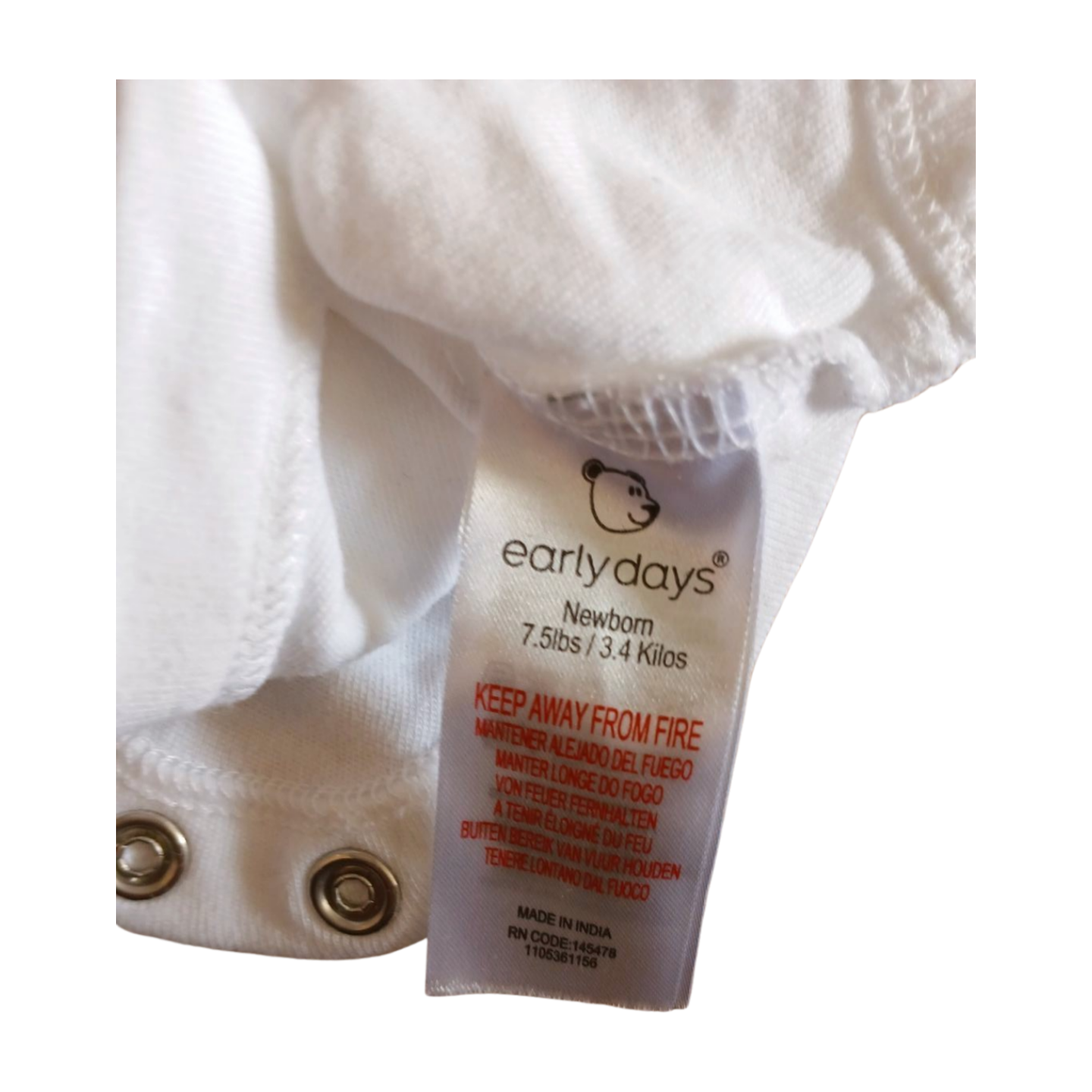 Earlydays Babygrow Vest Age Newborn