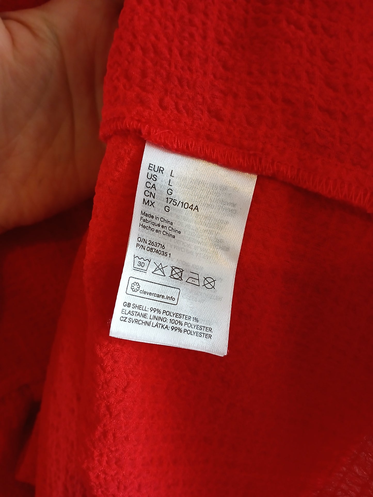 H&M Red Sheer Tiered Dress Puff Sleeve With Lining Size L