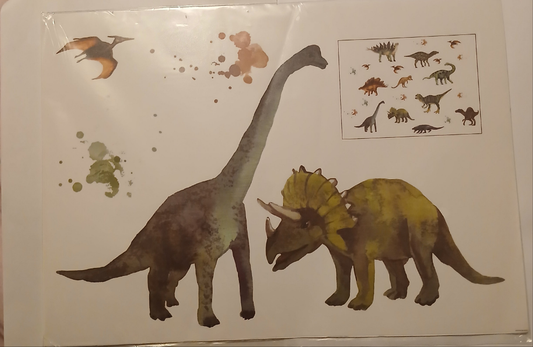 4 Sheets of Dinosaur PVC Wall Stickers