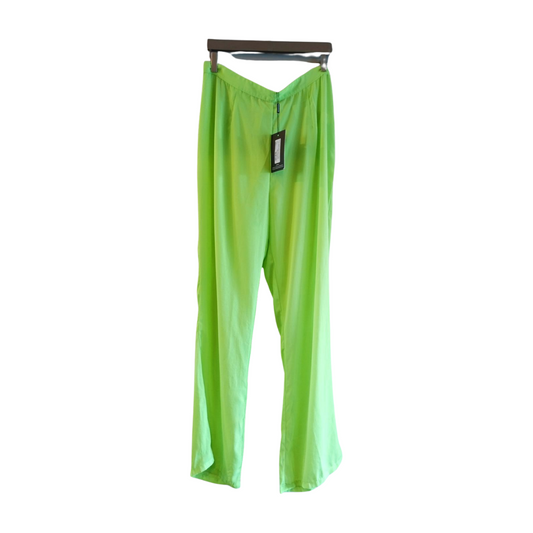 Brand New With Tags Pretty Little Thing Neon Green Flares Size 12/14/16