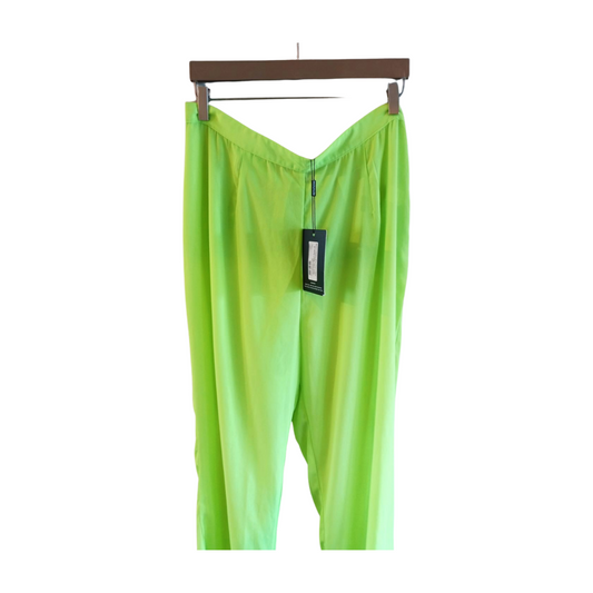Brand New With Tags Pretty Little Thing Neon Green Flares Size 12/14/16