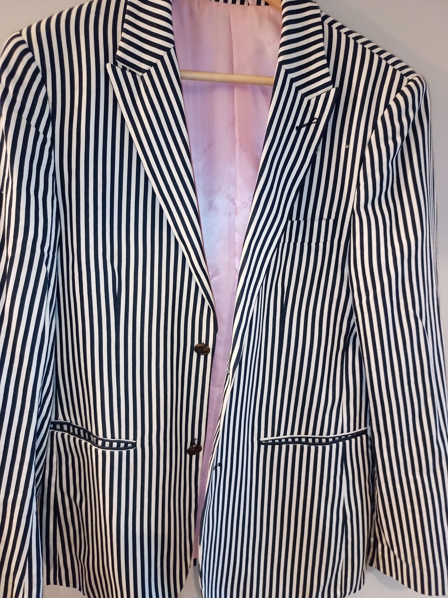 Vintage Designer Stefano Conti Striped Blazer Size 40