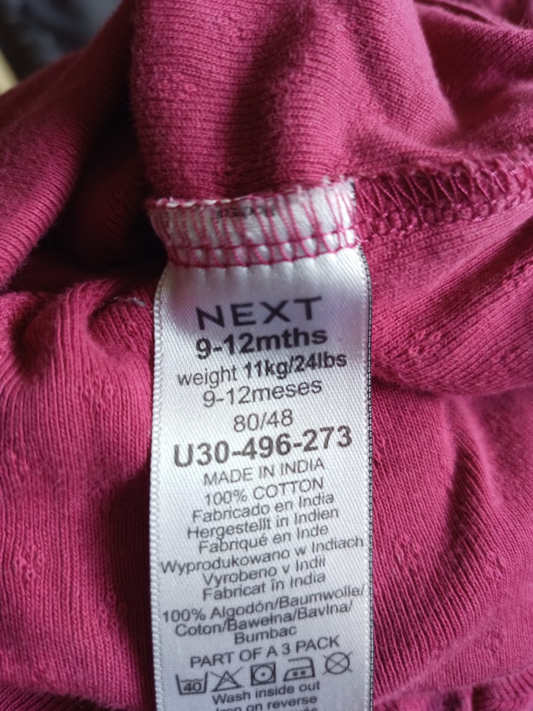 Next Babygrow Vest Age 9-12 months