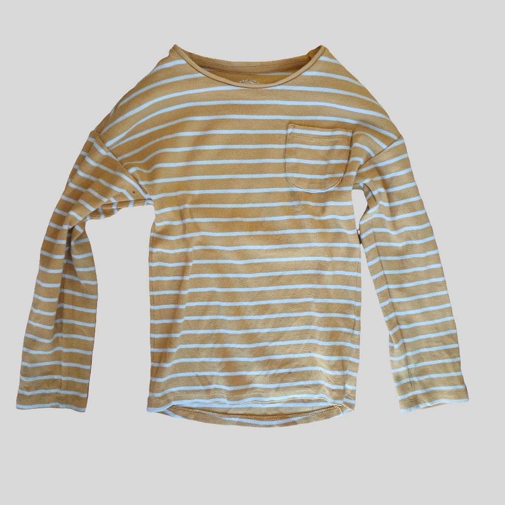 F&F Yellow Striped T-Shirt Age 6-7