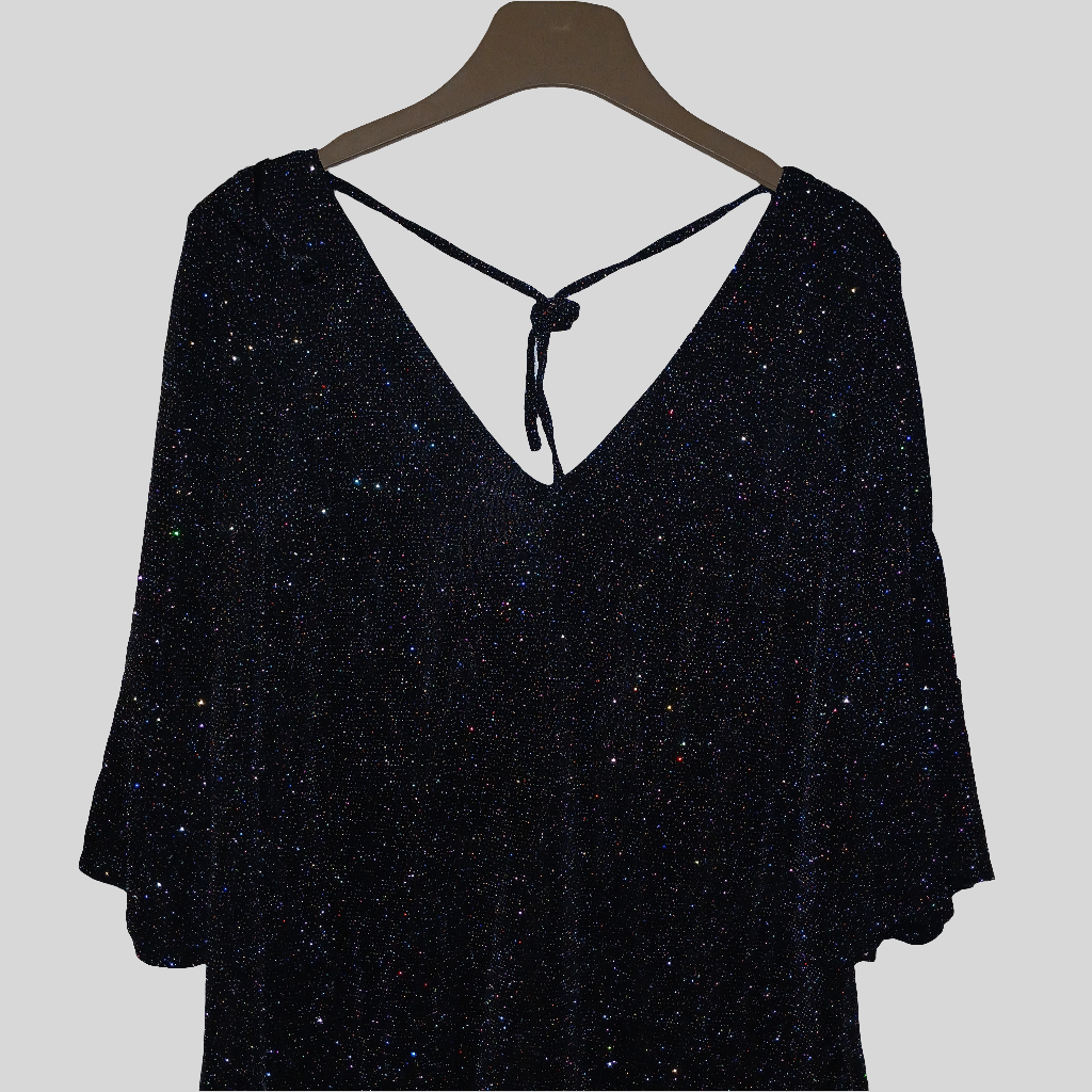 F&F Glittery Sparkly Party Black Dress Size 16