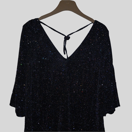 F&F Glittery Sparkly Party Black Dress Size 16