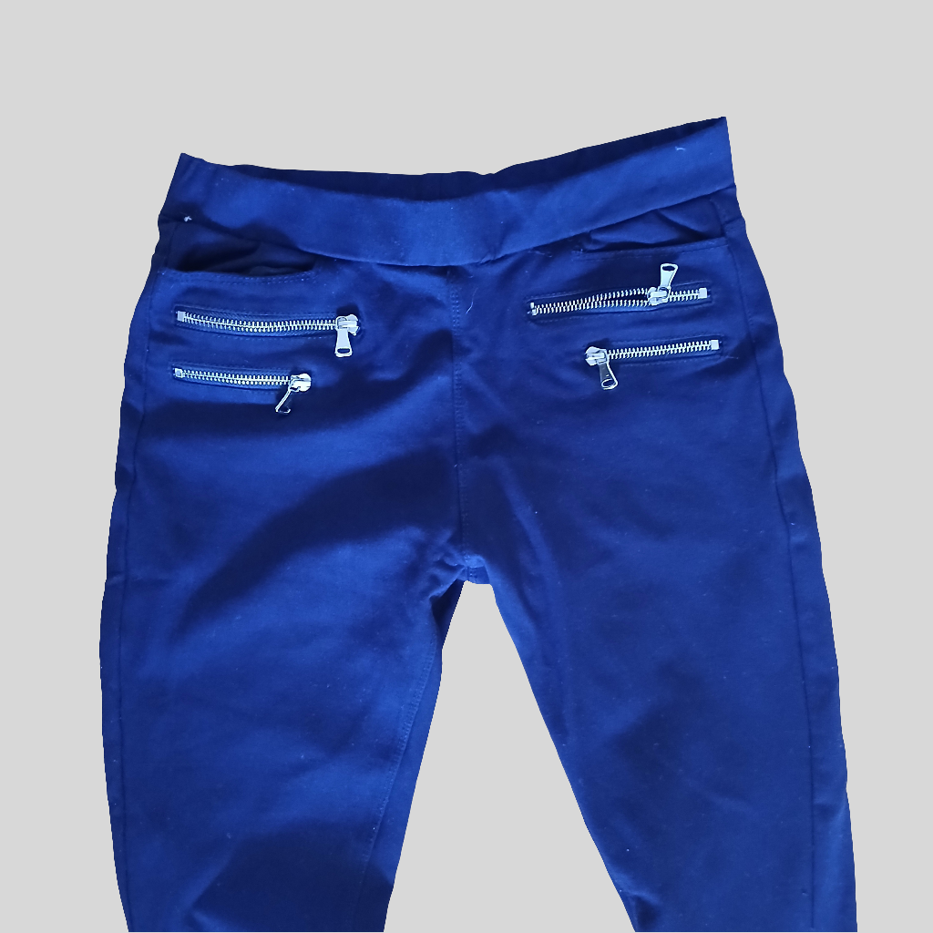 Gold SK Navy Elasticated Jeggings Trousers approximately Size 10-12