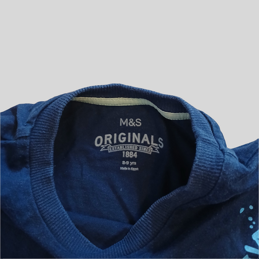 M&S Navy Gaming T-Shirt Age 8-9