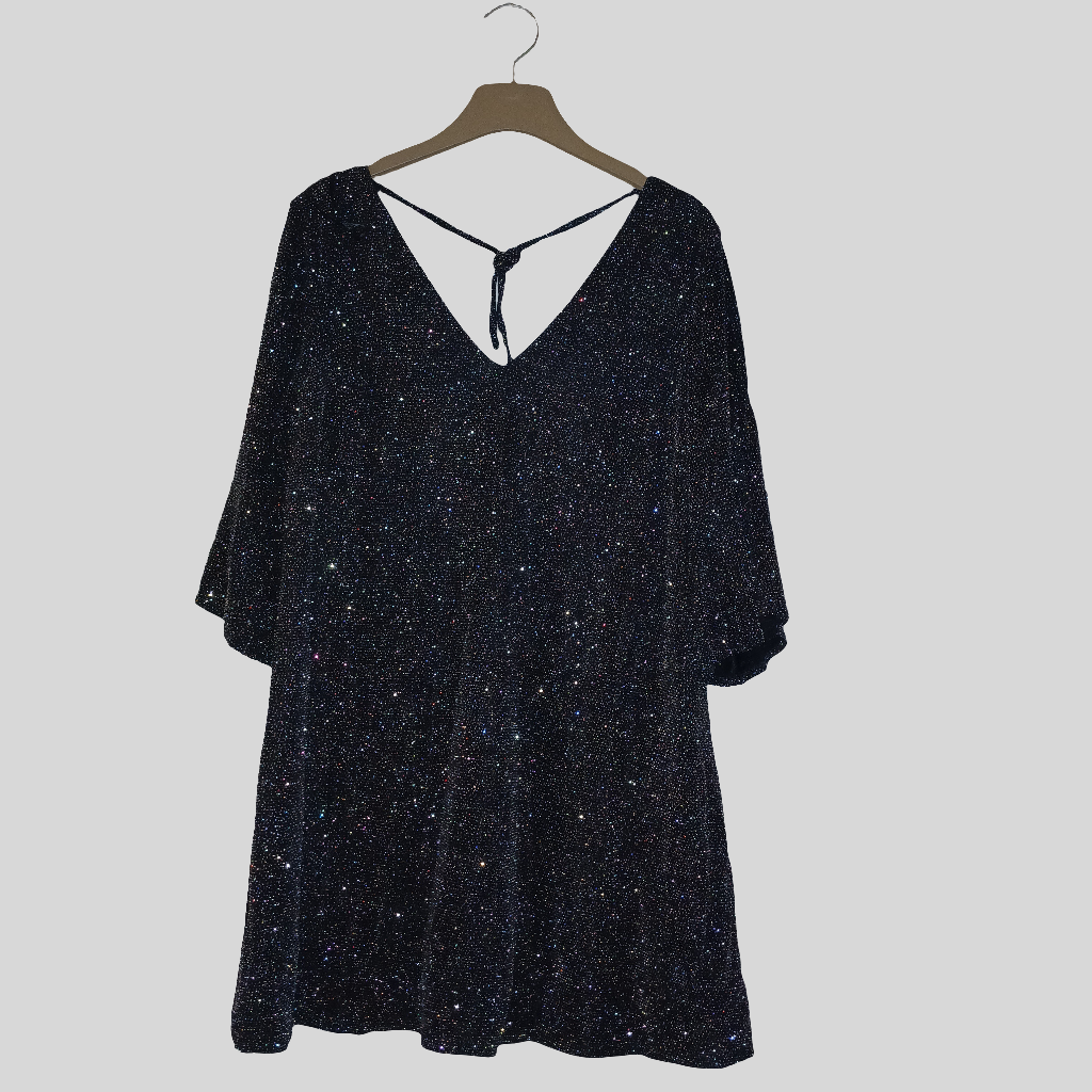 F&F Glittery Sparkly Party Black Dress Size 16