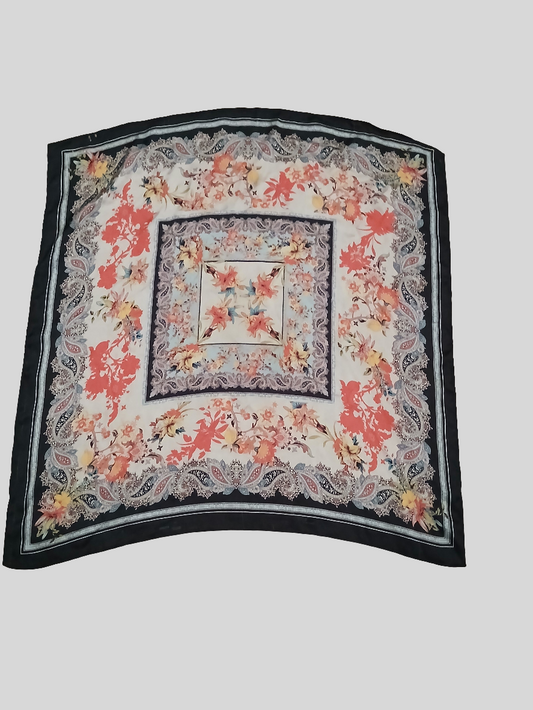 Floral Square Scarf - Silky Feel
