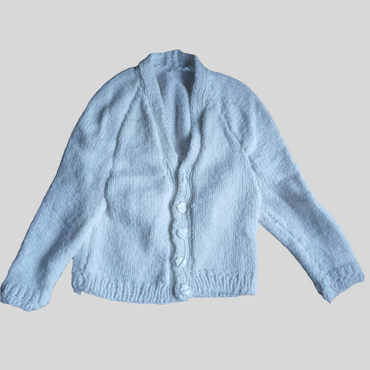 Hand Knitted White Cardigan Approx Age 12-18 months