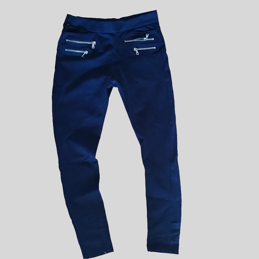 Gold SK Navy Elasticated Jeggings Trousers approximately Size 10-12
