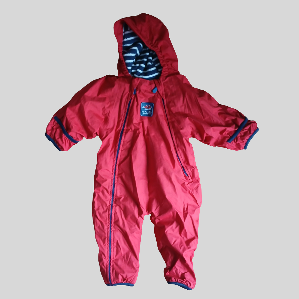 JoJo Maman Bébé Red Puddle Suit Snowsuit Age 6-9 months