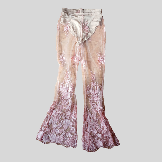 Brand New I Saw It First Pink Sheer Lace Co-Ord Two Piece Suit Size 10