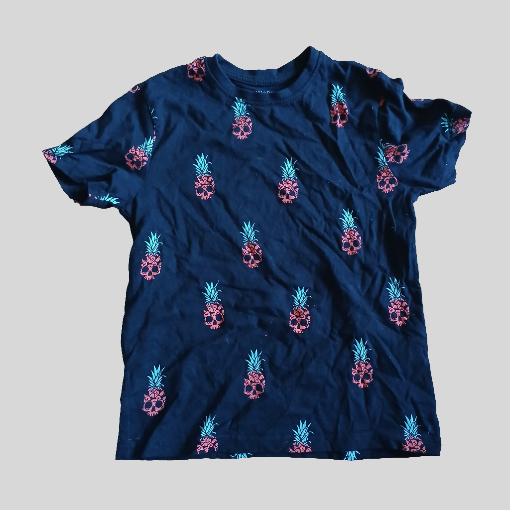 Primark Penneys Pineapple Skulls T-Shirt Age 7-8