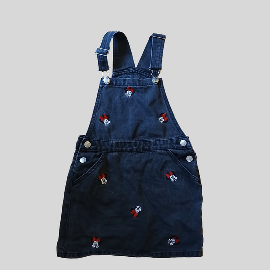 Disney at Primark Penneys Black Minnie Mouse Denim Dungaree Dress Age 6-7
