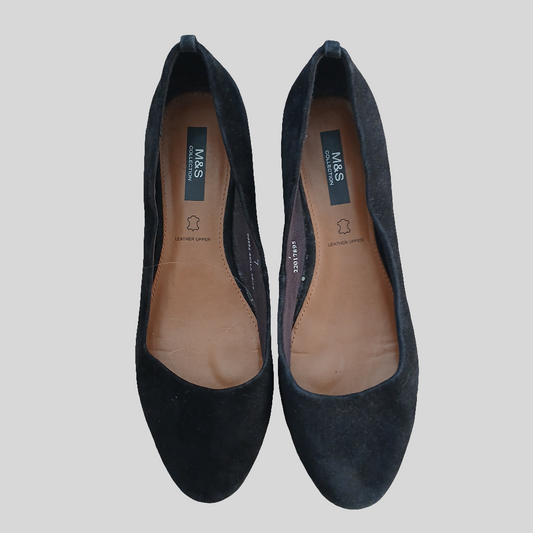 M&S Suede-Feel Black Shoes Size 7