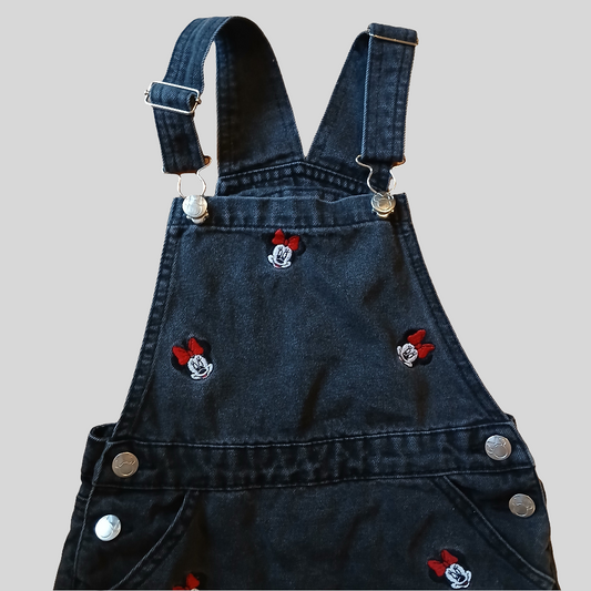 Disney at Primark Penneys Black Minnie Mouse Denim Dungaree Dress Age 6-7