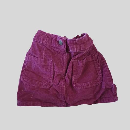 Dunnes Red Corduroy Skirt Age 2-3