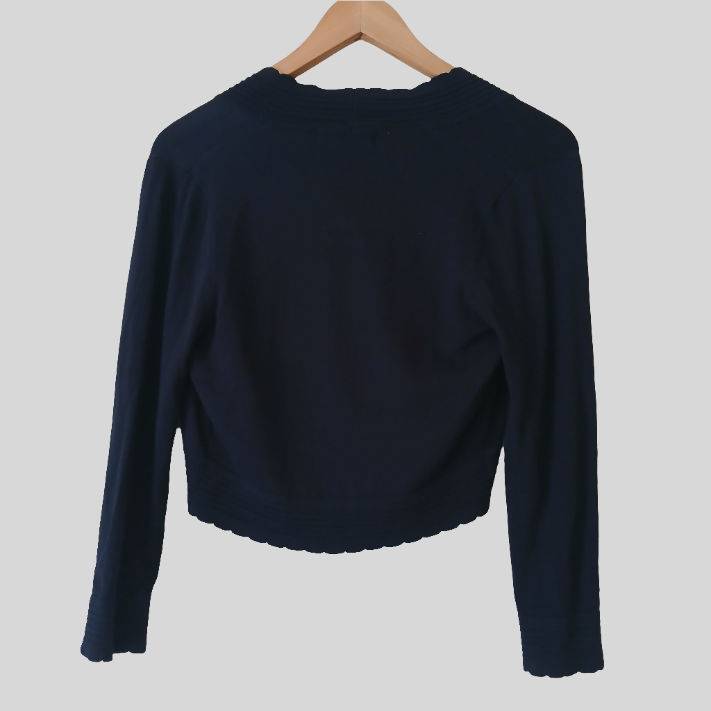 Jessica Howard Navy Cropped Cardigan Size Petite Small