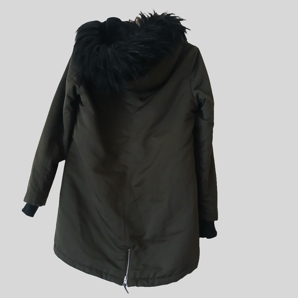 F&F Black/Green Parka Coat Size 10