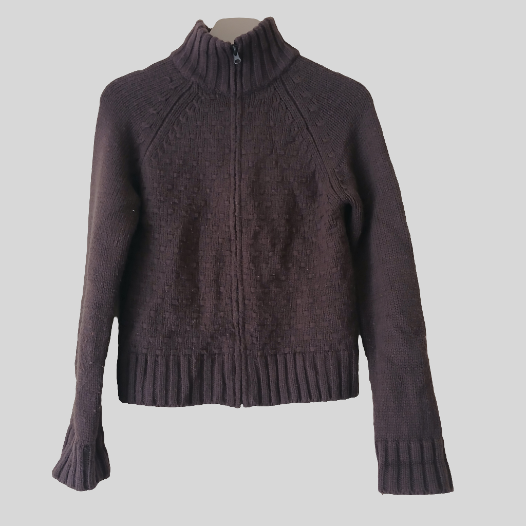 Atmosphere Brown Zip Cardigan Size 12-14