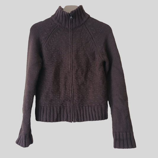 Atmosphere Brown Zip Cardigan Size 12-14