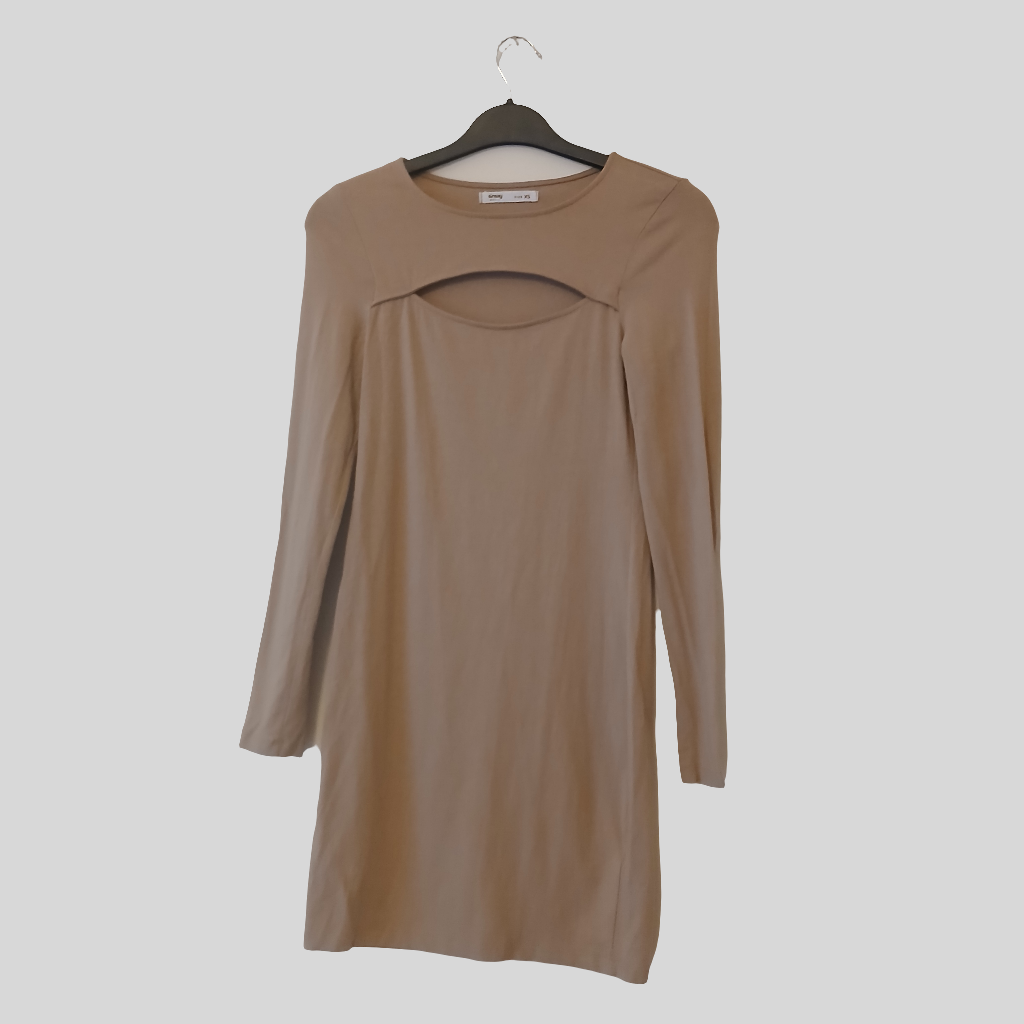 Sinsay Brown Cut-Out Dress Size XS