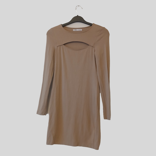 Sinsay Brown Cut-Out Dress Size XS