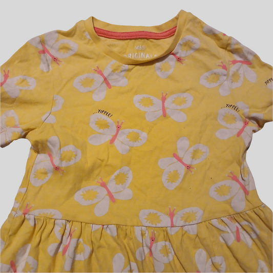 M&S Yellow Butterfly Dress Age 5-6