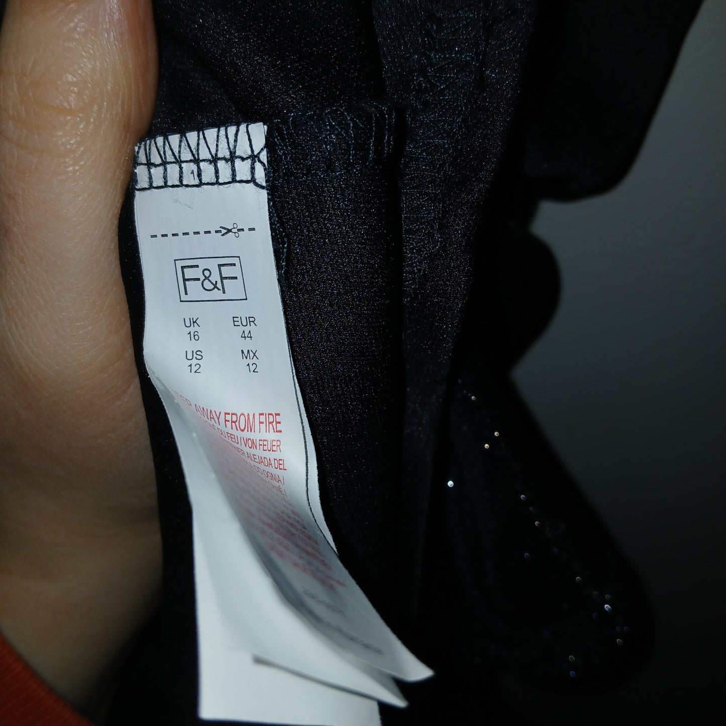 F&F Glittery Sparkly Party Black Dress Size 16
