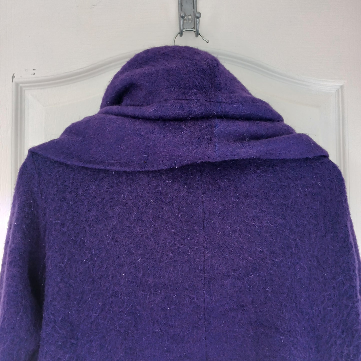 Isabel De Pedro Purple Mohair Mix Waterfall Wrap Cardigan With Hood Size 12