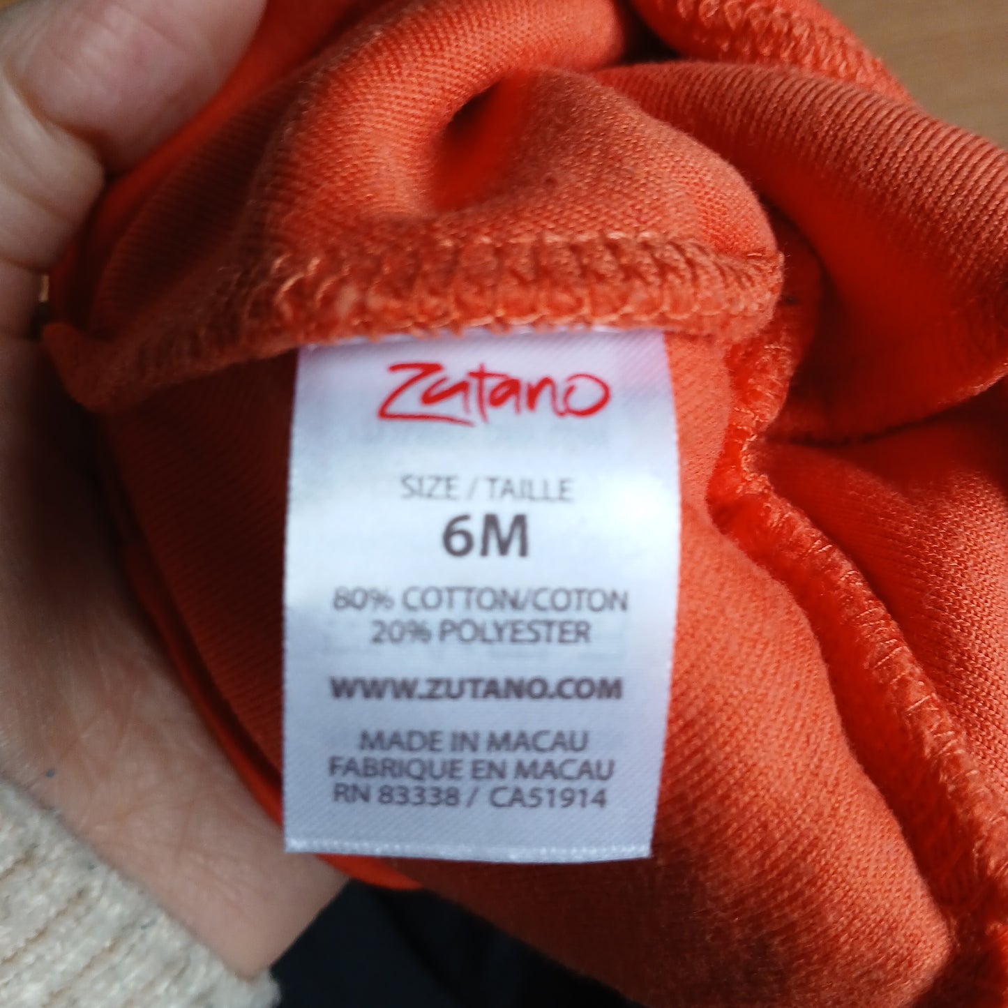 Zutano Orange Hat Age 6 months