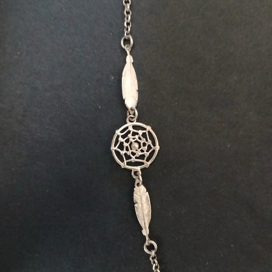 925 Silver Dream Catcher Feather Bracelet