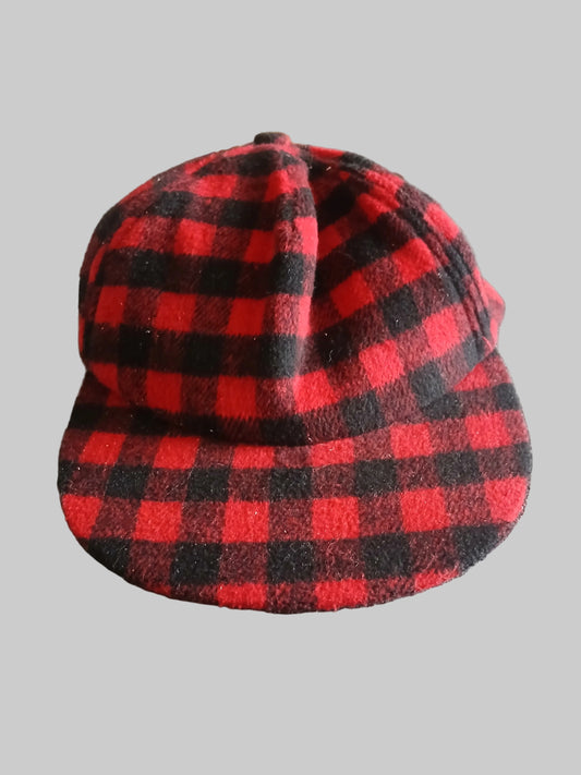 Red and Black Plaid Baseball Cap Hat