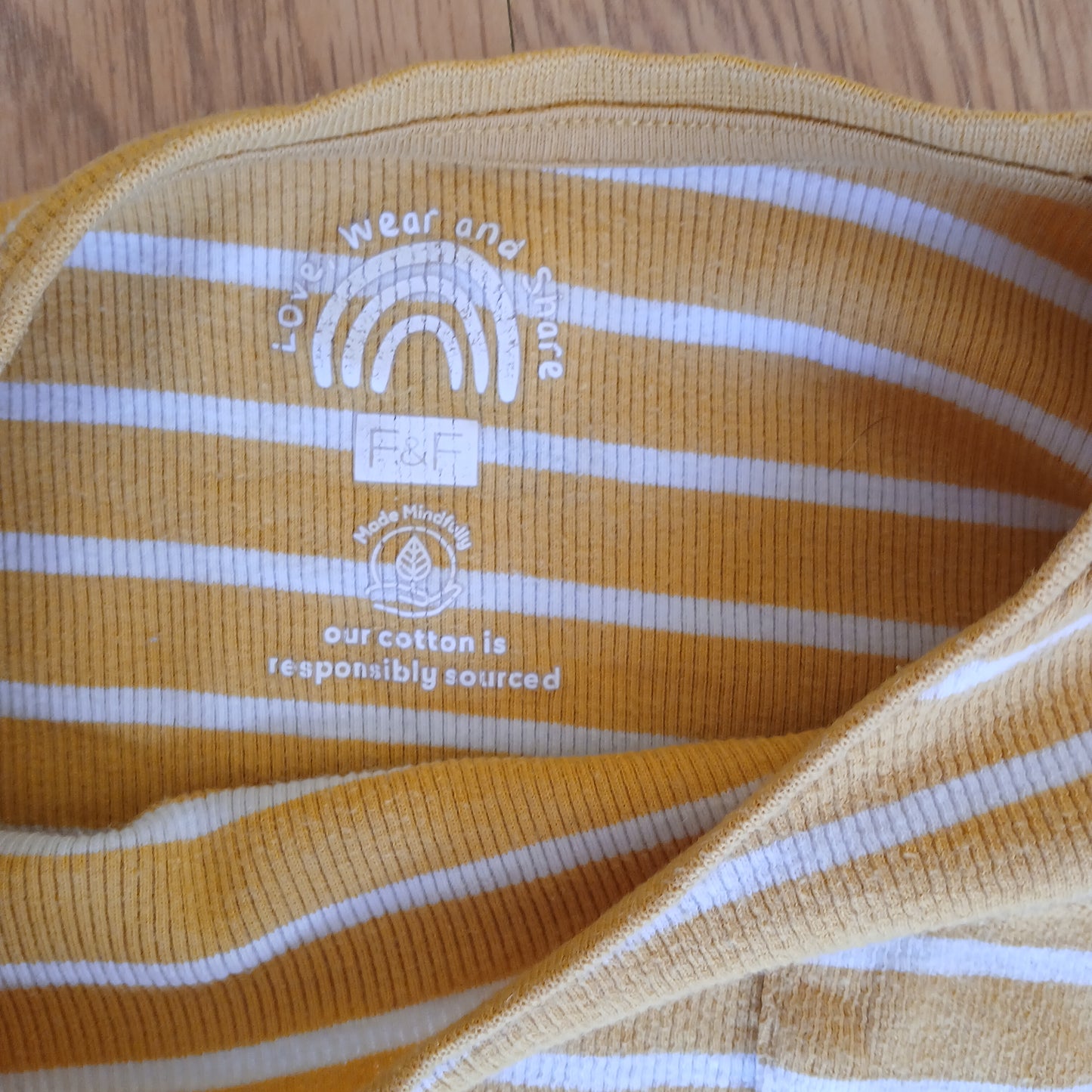 F&F Yellow Striped T-Shirt Age 6-7
