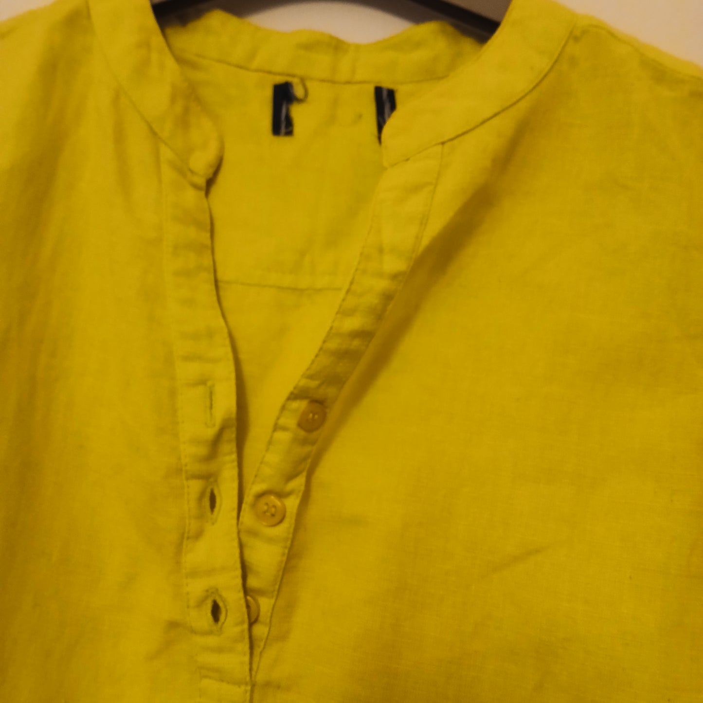 Green/Yellow Linen Sleeveless Top Approx Size M