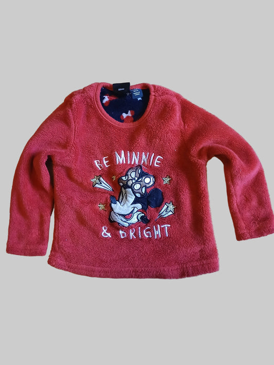Disney Minnie Mouse Fleece Christmas Jumper/Pyjama Top Age 1.5-2