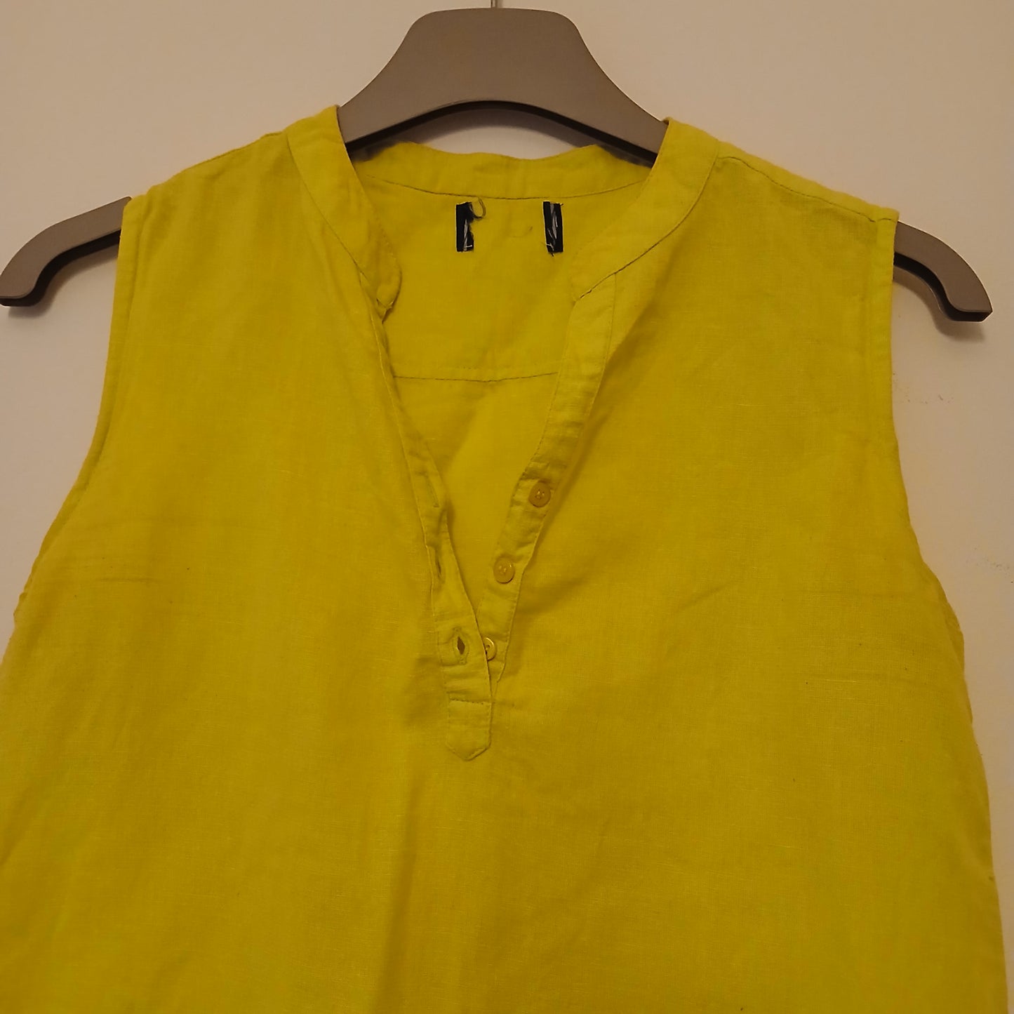 Green/Yellow Linen Sleeveless Top Approx Size M