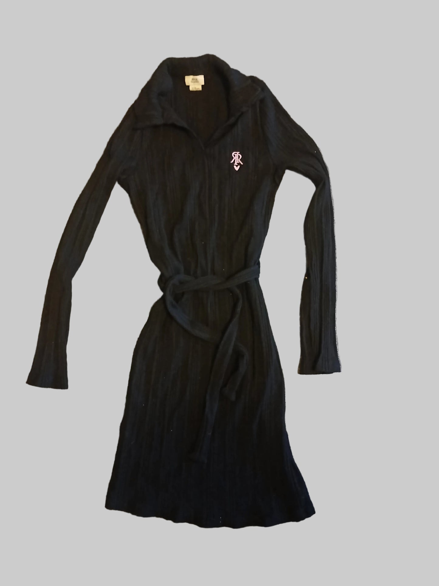 River Island Collared Black Dress with Belt Age 7-8