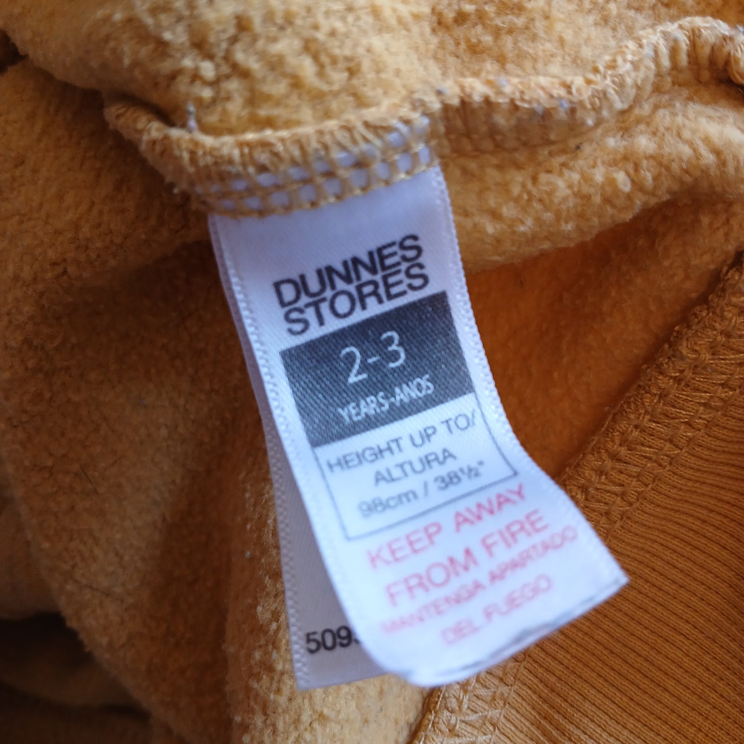 Dunnes Yellow Hoodie Age 2-3