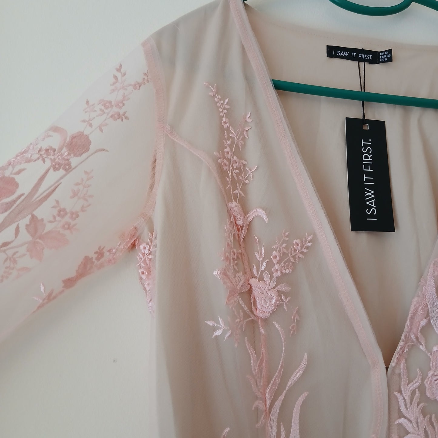 Brand New I Saw It First Pink Sheer Lace Co-Ord Two Piece Suit Size 10