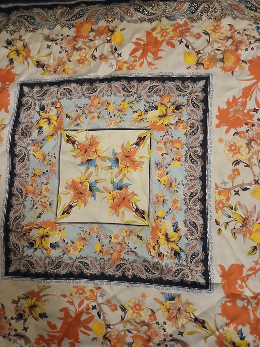 Floral Square Scarf - Silky Feel